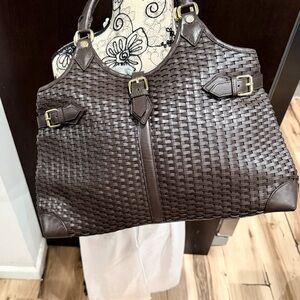 Brooks Brothers Dark Brown Woven Shoulder Bag